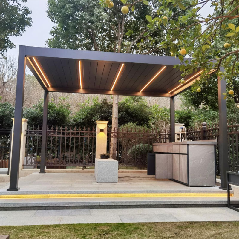 Pergola có động cơ điều khiển từ xa Flip Louver có thể hoạt động